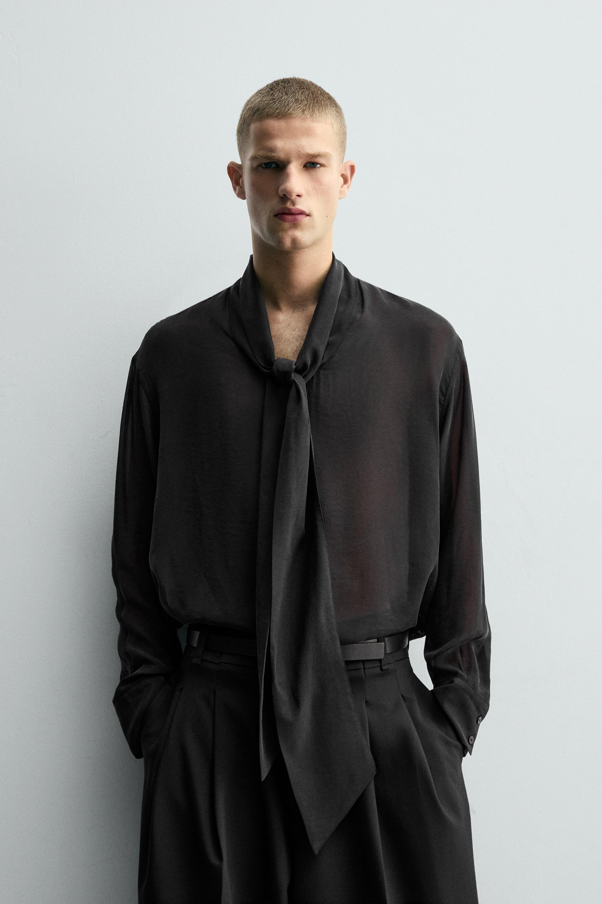 SEMI-SHEER BOW SHIRT